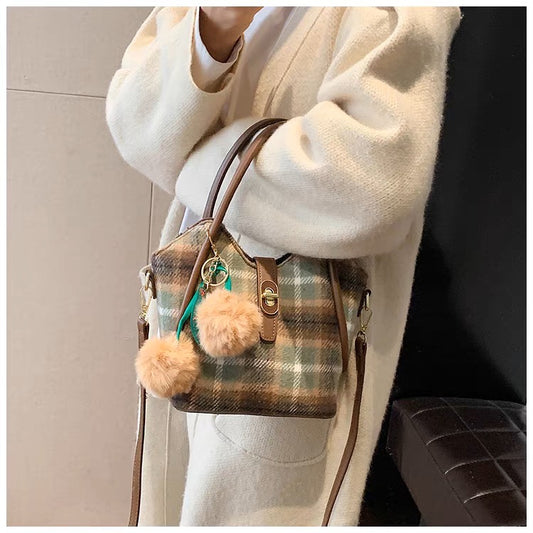 Woolen Plaid Bag - Vintage Style