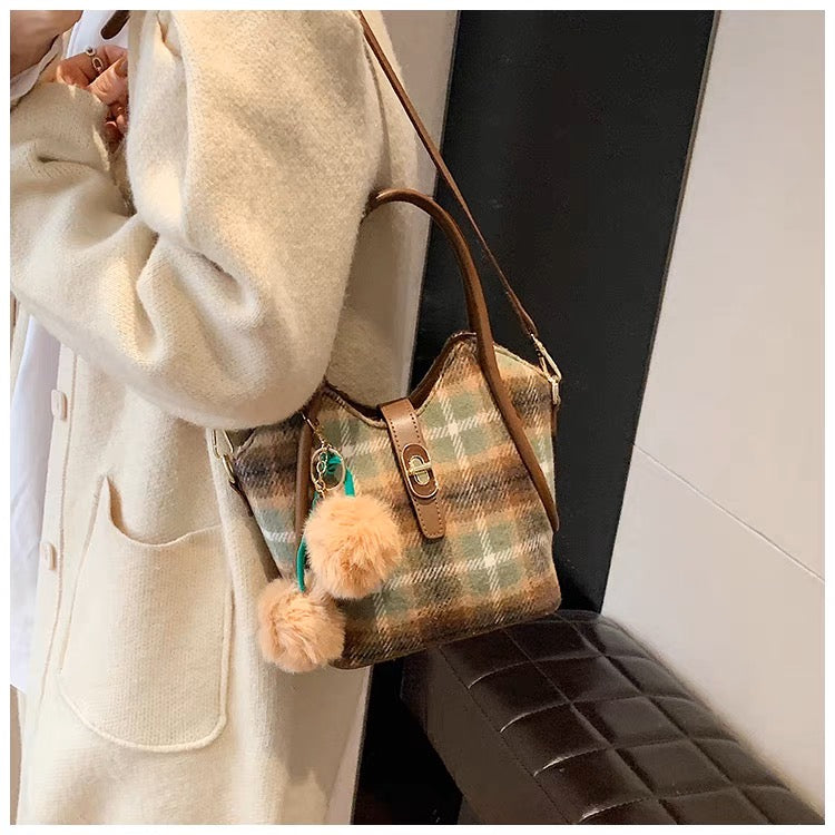 Woolen Plaid Bag - Vintage Style