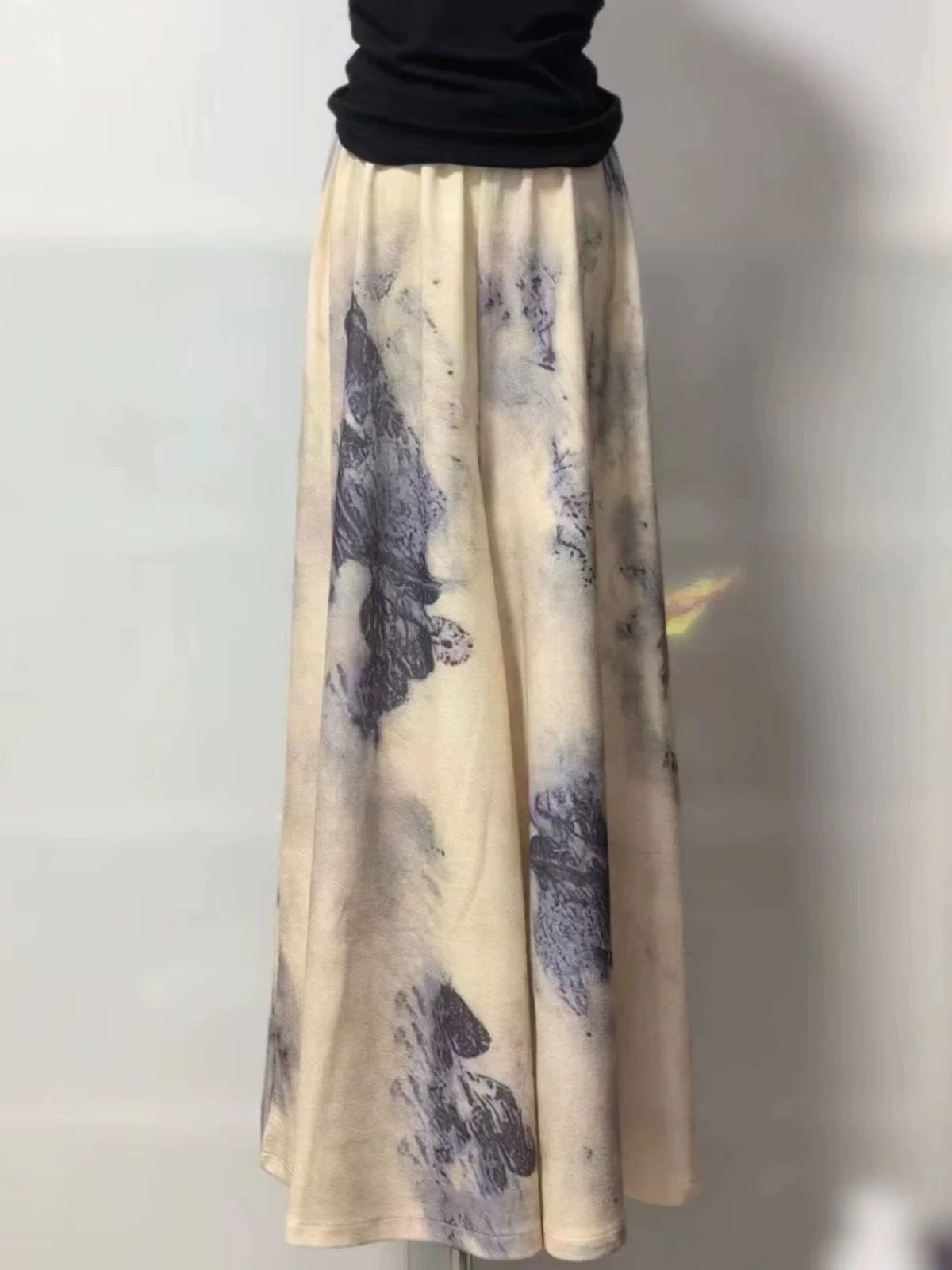 Chinese Style tie-dye, high-waisted wide-leg skirt pants