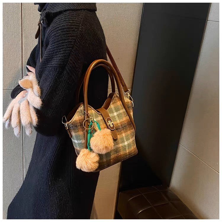 Woolen Plaid Bag - Vintage Style